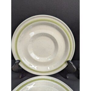 Country Casuals Hand Painted Stoneware 6" Saucer With Green Stripe Set of 4